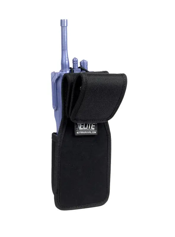 Black nylon DuraTek Molded Swivel Radio Pouch with belt attachment for easy carry