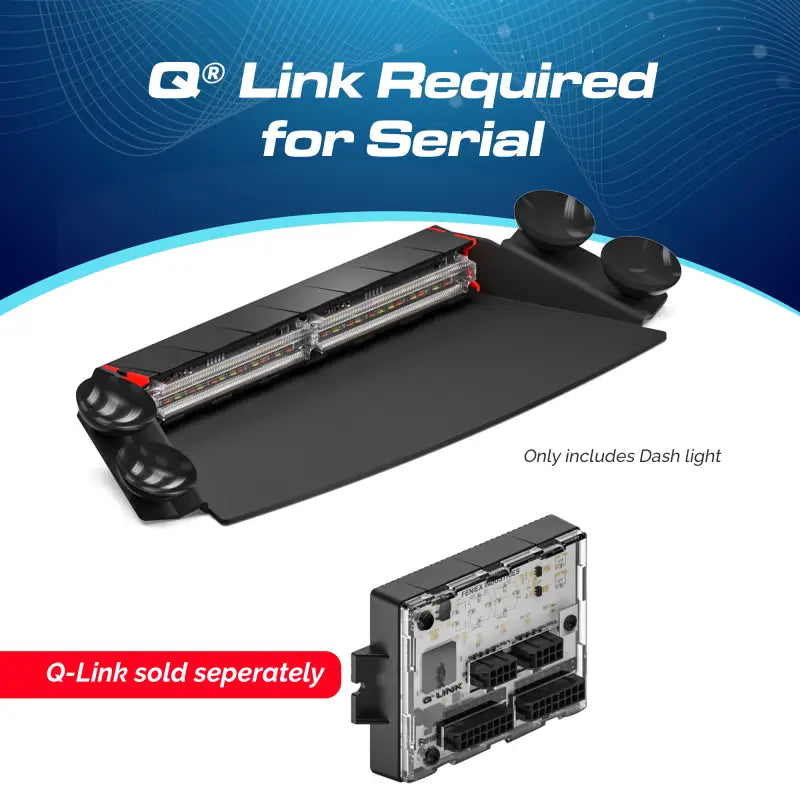 Emergency dash light with suction cups and control module for Feniex Q Series 2X featuring serial technology and smart modules