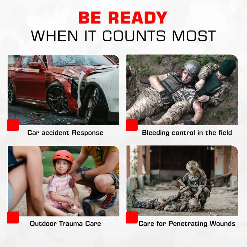 Emergency medical scenarios with first responders using the Premium IFAK Trauma Kit Black