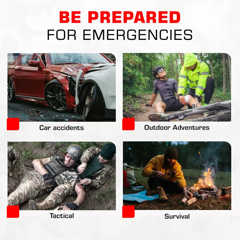 Emergency preparedness scenarios with Trauma IFAK Kit for first responders, firefighter, police