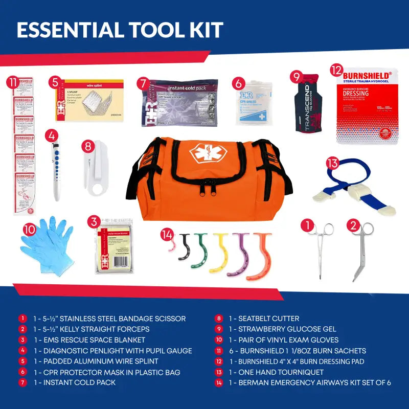 Emergency tool kit for first responders, firefighters, and police in trauma situations