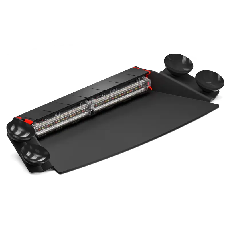 Emergency vehicle light bar with suction cups for Feniex Q Series 2X Dash Light featuring serial technology and smart modules