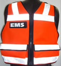 Orange reflective EMS safety vest meeting ANSI II requirements with black zipper