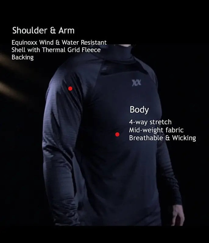 Navy blue Equinoxx Stage 3 athletic pullover with grid-structure fleece and 4-way stretch