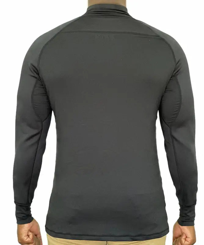 Dark gray long-sleeve mock neck compression shirt for Equinoxx Stage 3 collection