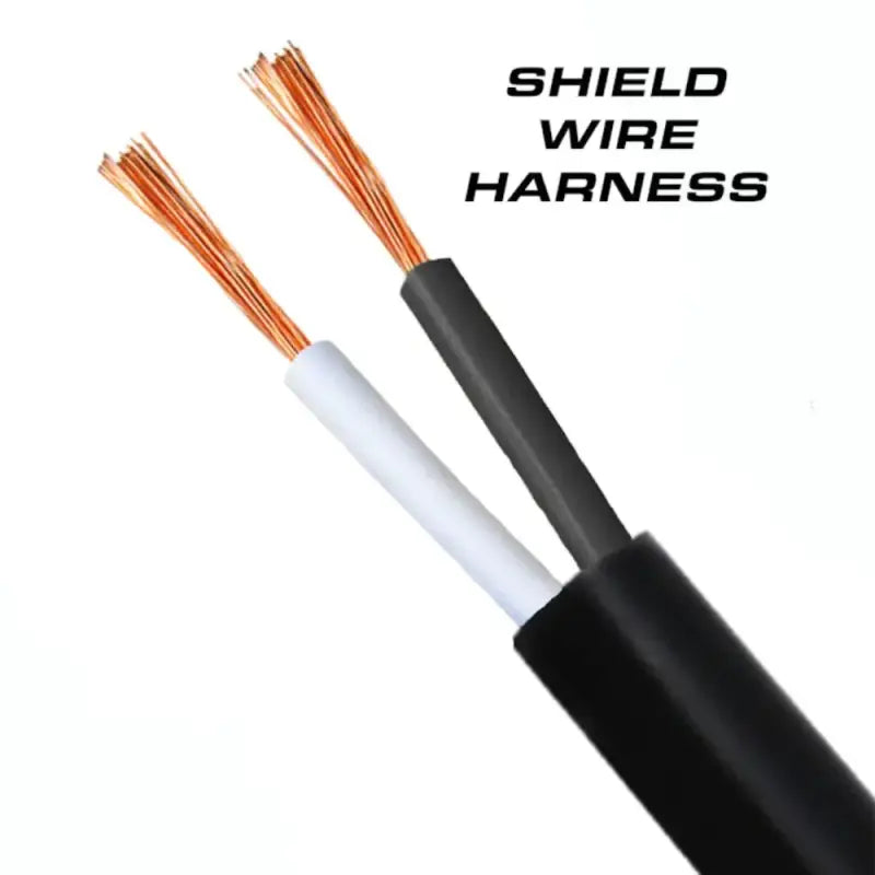 Exposed copper wires in black and white sheathing for Feniex Vanguard 100-watt speaker