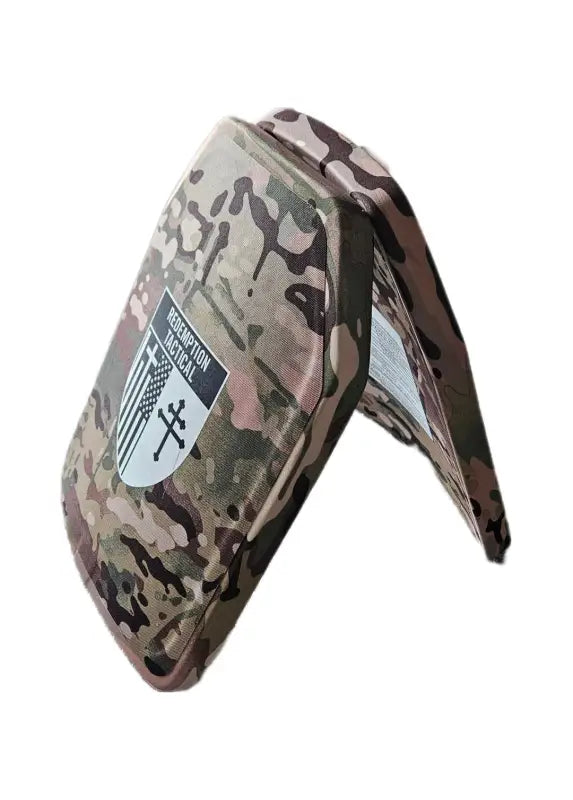 Foldable camouflage wallet with logo, ideal for large size body armor by Redemption Tactical