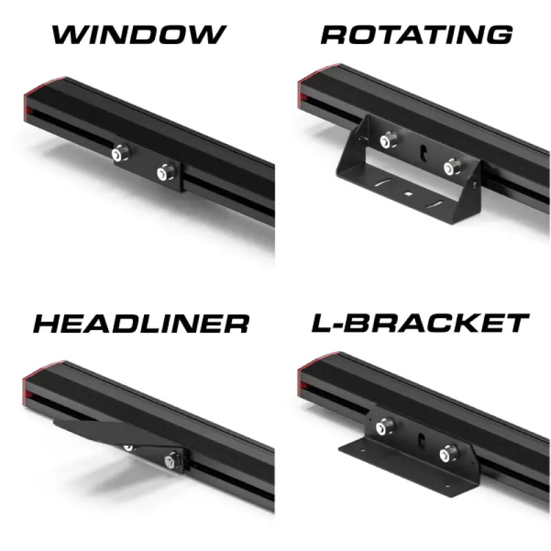 Four mounting options for Feniex Quantum 2.0 1000 Stick Light for first responders and firefighters
