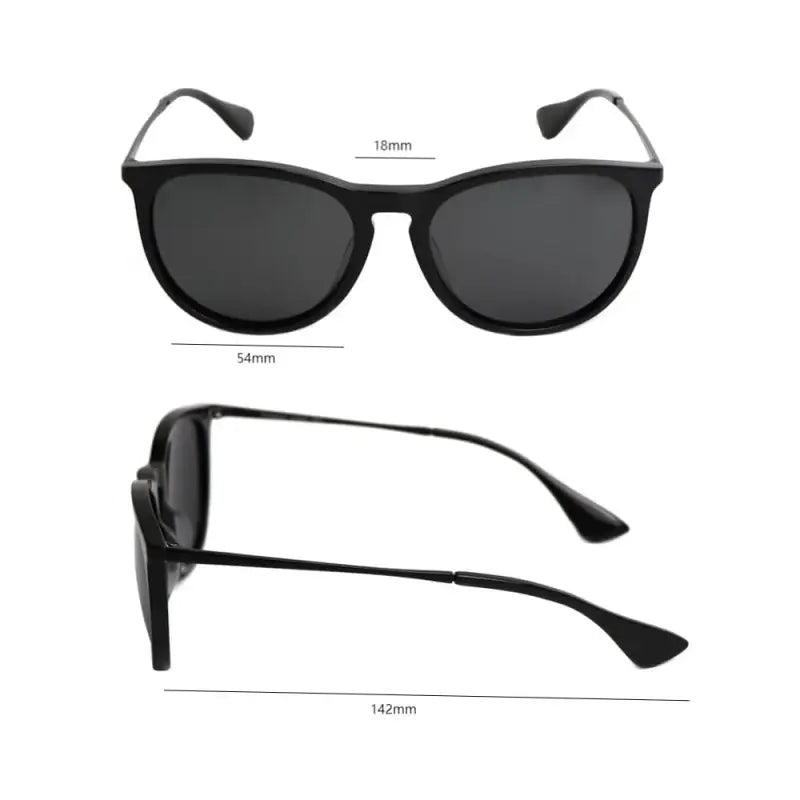 Black round-framed Glorietta sunglasses with dark lenses for a stylish look