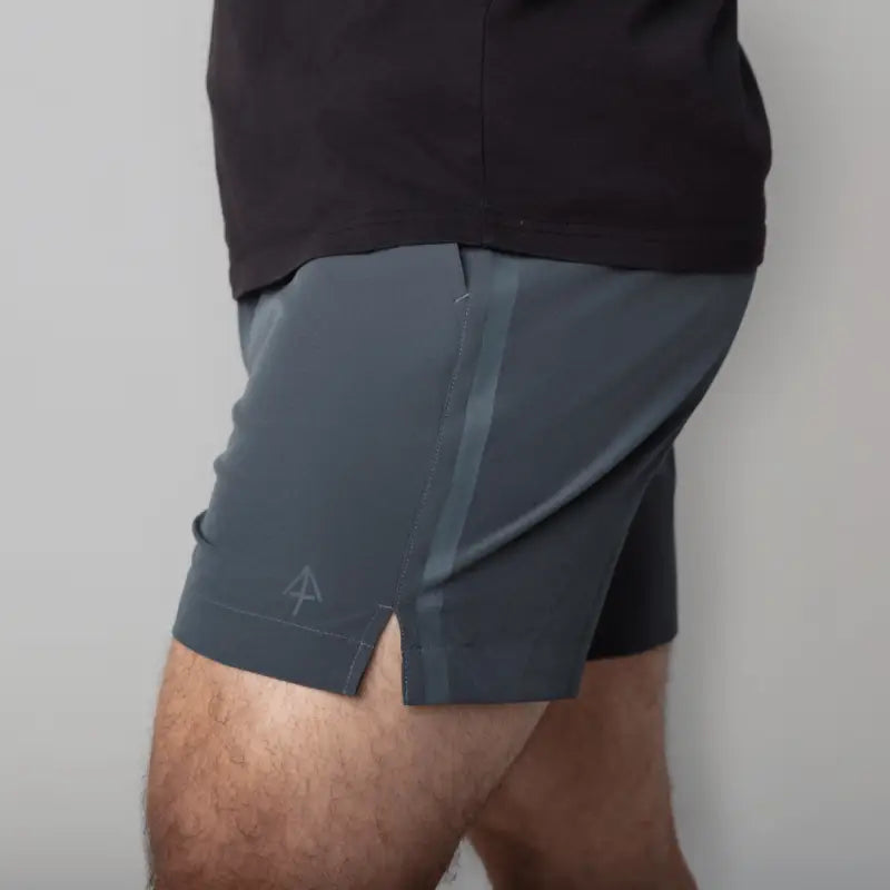 Gray Carrier Training Shorts Mk.II with 5-inch inseam, ideal for concealed carry training