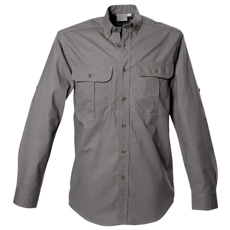 Gray Safari Shirt for Men with Two Chest Pockets for Carrying Essentials Outdoors