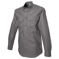 Gray safari shirt for men with two chest pockets and long sleeves for outdoor essentials