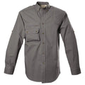 Gray Left-Hand Hunter Shirt for Men with chest pockets and quilted shooter patch