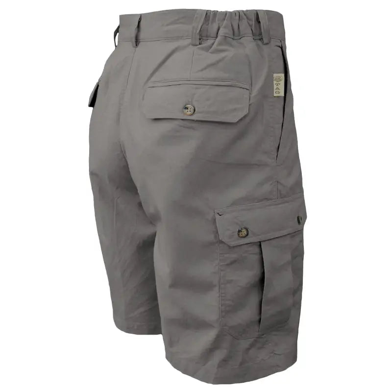 Gray cargo shorts with multiple pockets ideal for men, first responders, and firefighters