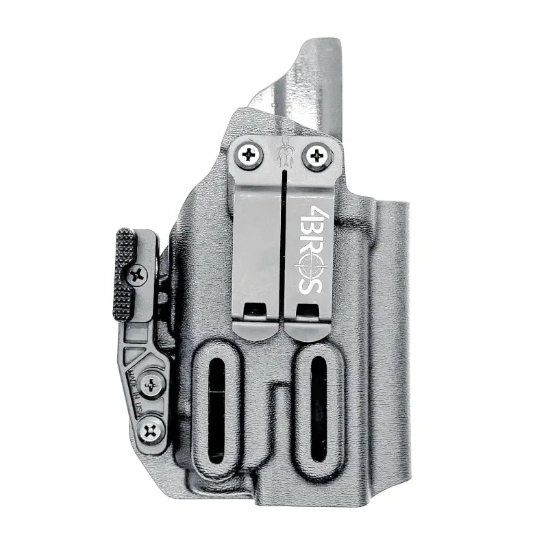 Gray gun holster for Glock 19 with TLR-7 X, IWB inside waistband magazine pouch