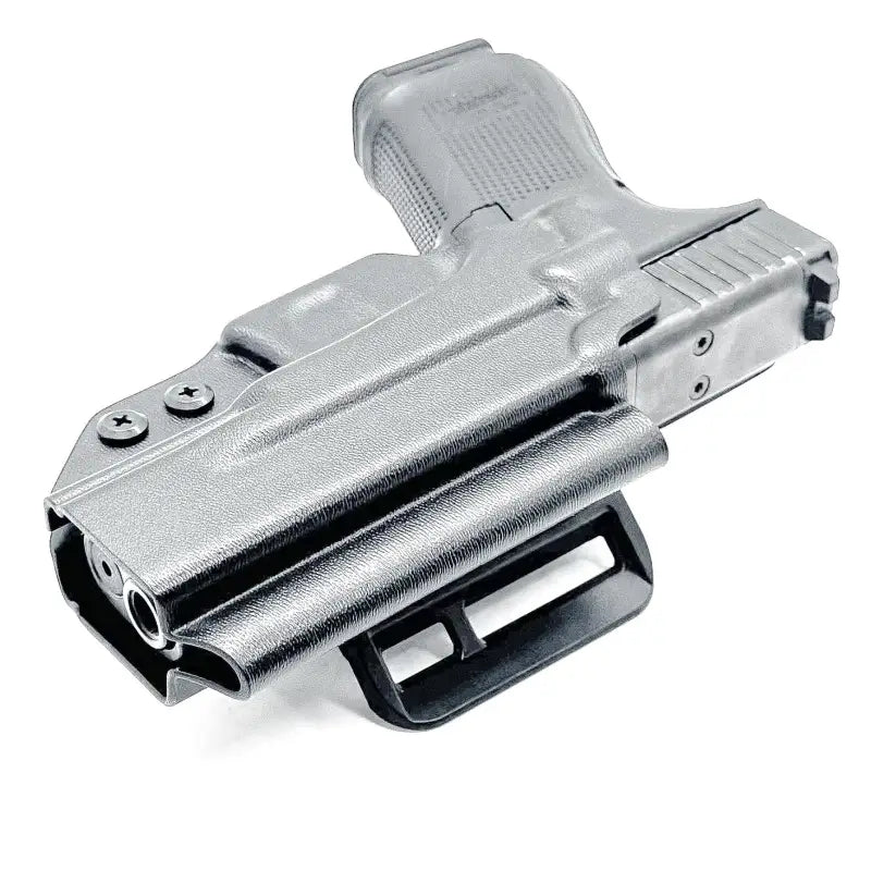 Gray Glock 19 OWB Holster with magazine pouch for secure carry