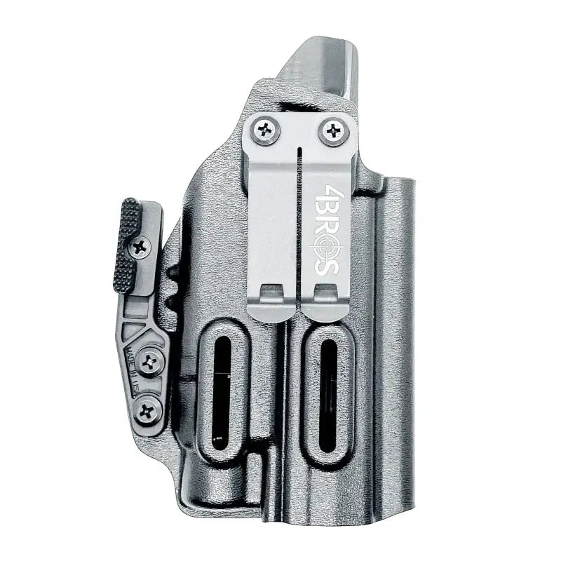 Gray Kydex Sig Sauer P365-FUSE IWB Holster with metal belt clip and magazine pouch