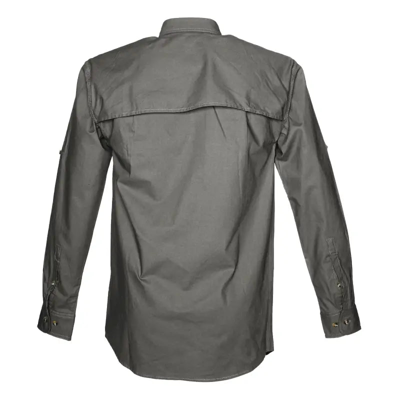 Gray Adventure Safari Shirt for Men with collar and back yoke for outdoor essentials