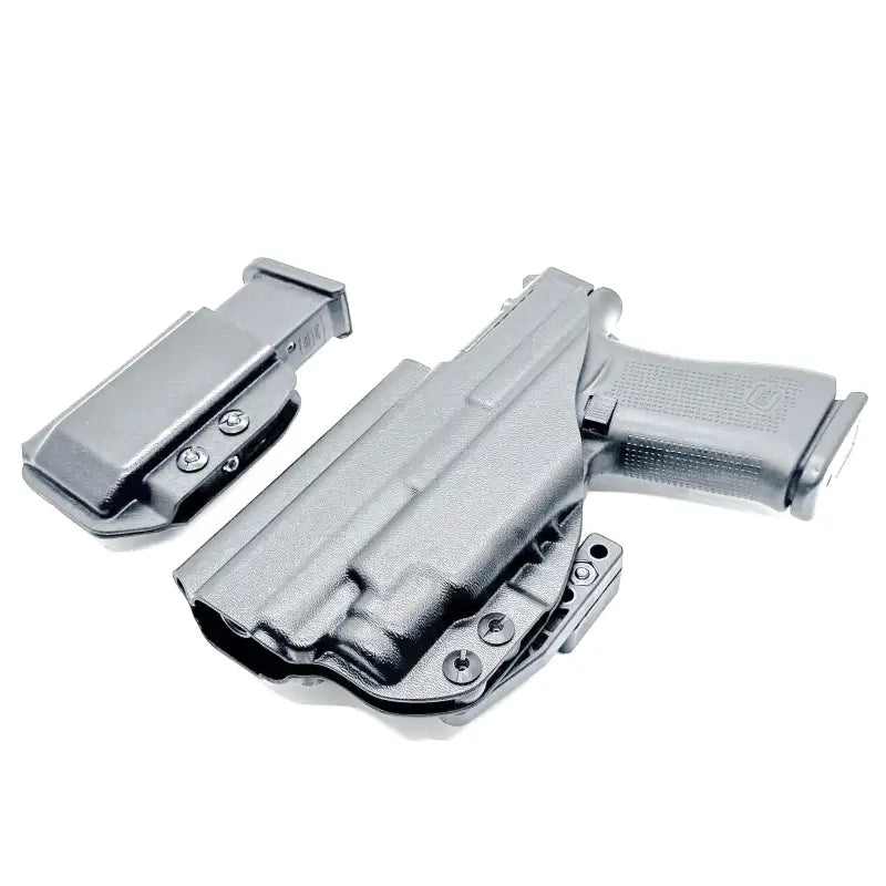 Gray pistol and magazine holster for Glock 43X & 48 MOS TLR-7 inside waistband setup by Four Brothers Holsters