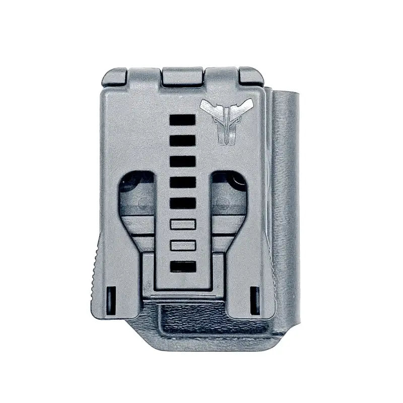 Gray plastic belt clip for Shield Arms S15 OWB Magazine Pouch with four brothers holsters and retention adjustment