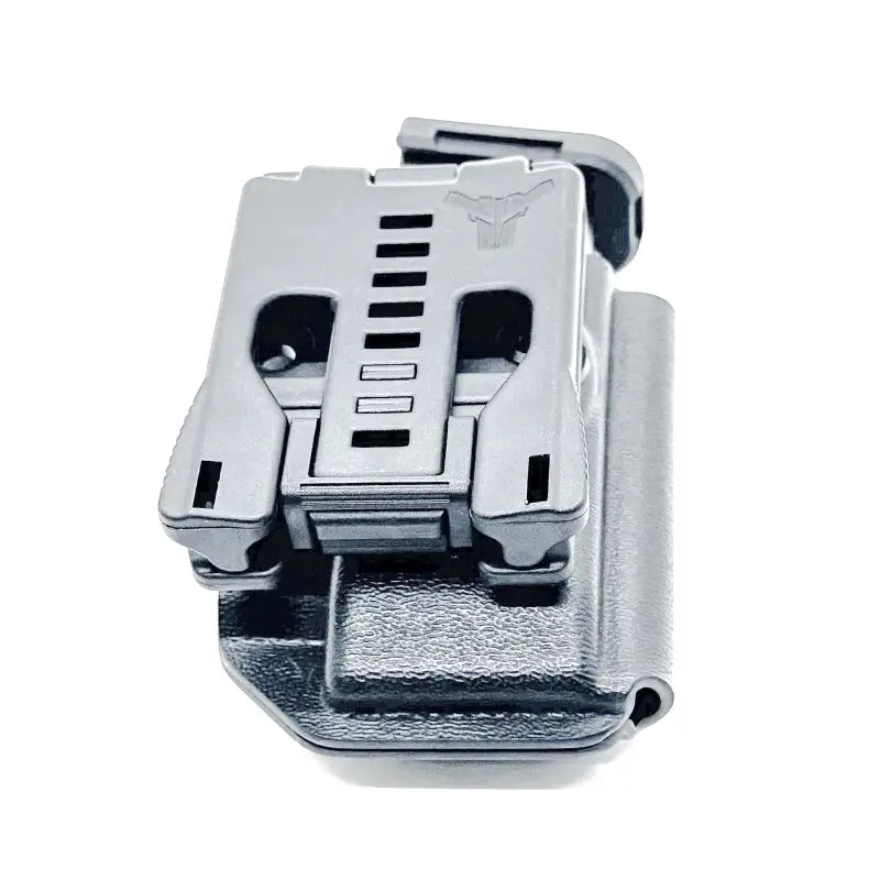 Gray plastic gun holster for Shield Arms S15 OWB Magazine Pouch with four brothers holsters and adjustable magazine retention