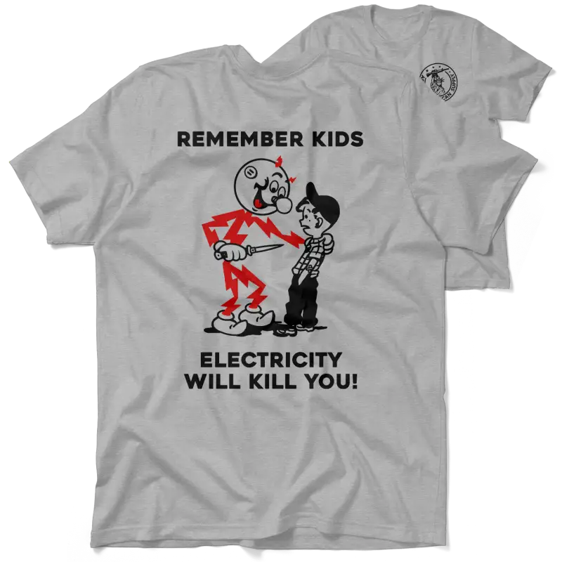 Gray T-shirt with cartoon graphic from Remember Kids Safety Yellow T-Shirt collection