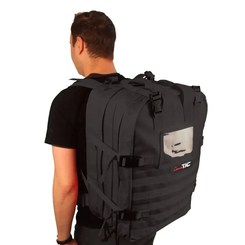 Gray tactical backpack designed for Deluxe Tactical Field Medical Pack for First Responders and Firefighters