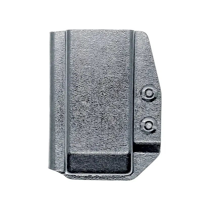 Gray textured magazine holster with secure retention for first responders