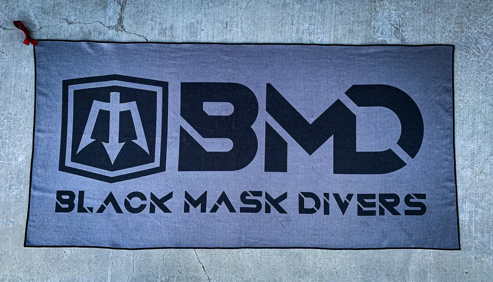 Gray Tek Towel with Black Logo for Dive Kit and Carting Bulky Towels in Remote Dive Sites