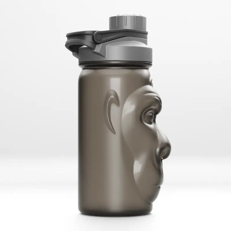 Gray water bottle featuring Gorilla face in Harambe Shaker Bottles for a unique shaker bottle experience