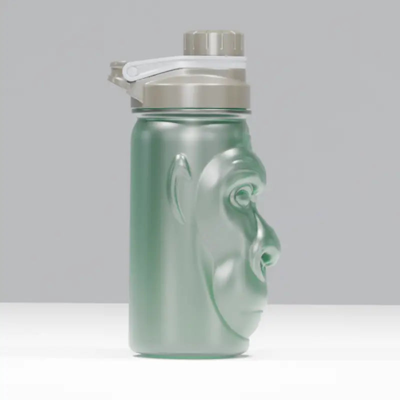Green water bottle with gorilla face showcasing Harambe Shaker Bottles and shaker bottle style