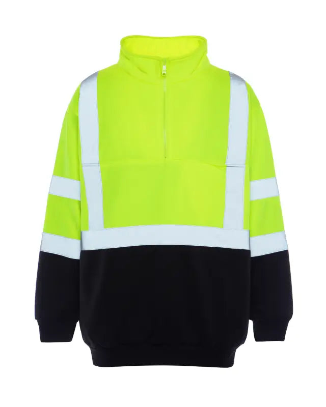 High-visibility UPA542 HiVis 1/4 Zip Soft Shell Pullover with reflective stripes