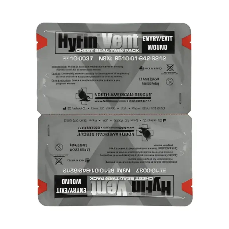 Hyfin Vent Chest Seal Twin Pack for First Responders Firefighter Police Bleeding Control