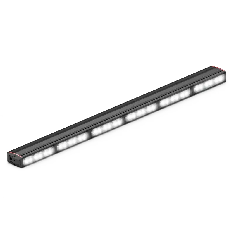 Illuminated black LED light bar on Feniex Fusion Work Light for enhanced visibility