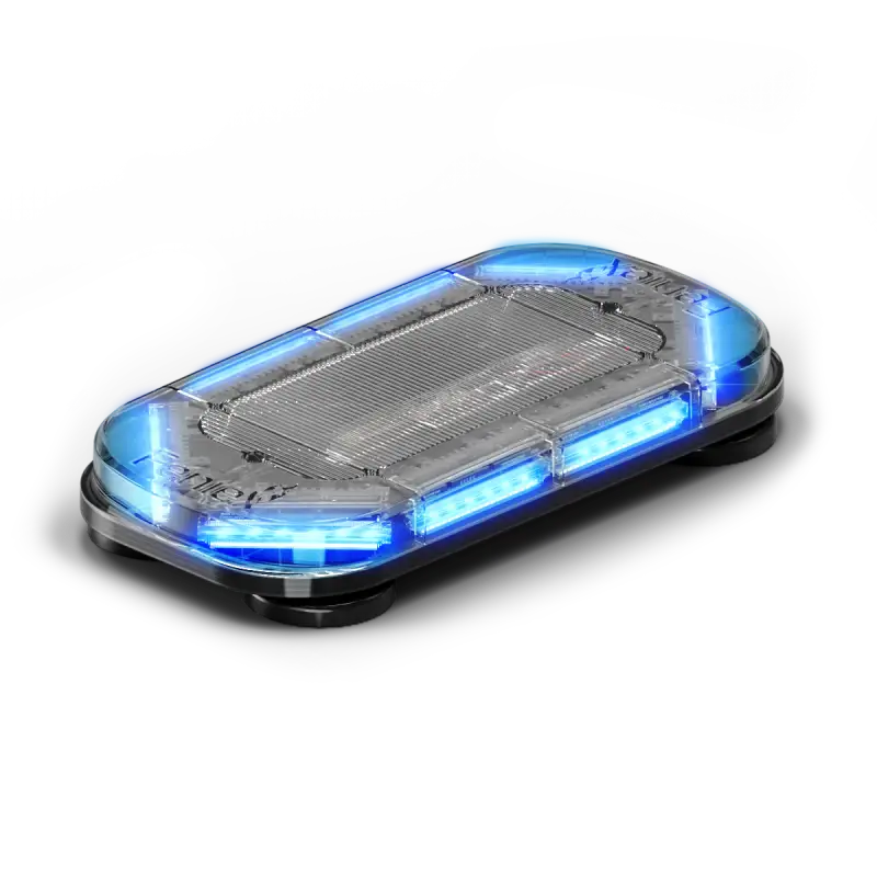 Illuminated blue emergency light bar on Feniex Quantum 2.0 18-inch mini light bar