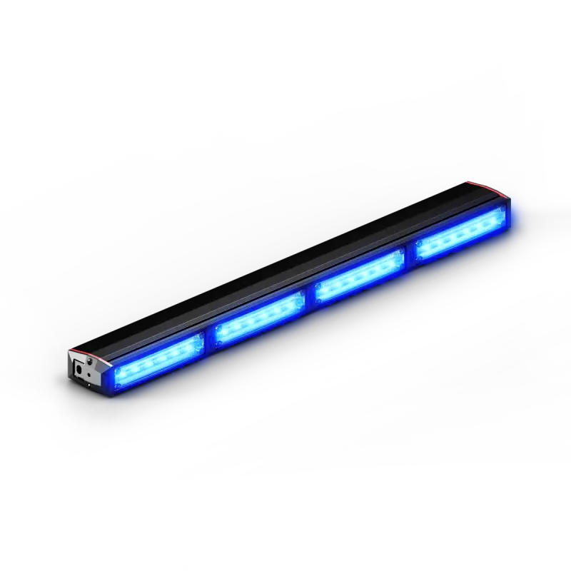 Illuminated blue LED light bar of Feniex Quantum 2.0 Stick Light for first responders