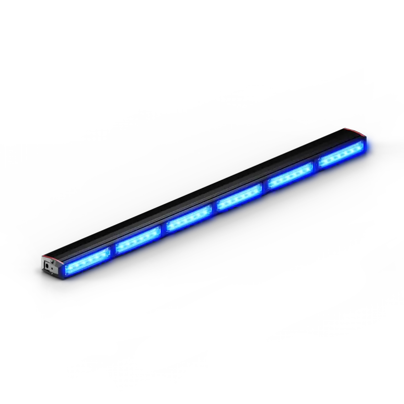 Illuminated blue LED light bar on Feniex Quantum 2.0 600 Stick Light for first responders