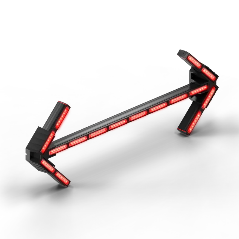 Illuminated directional arrow on Feniex Quantum Arrow Board for first responders