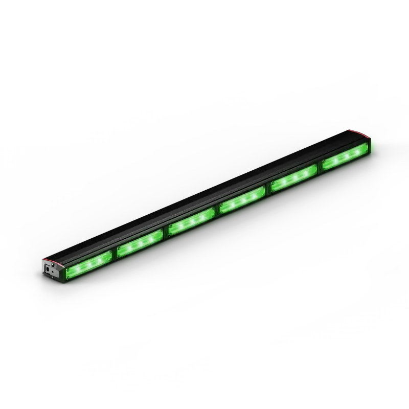 Illuminated green LED light bar on Feniex Quantum 2.0 Stick Light for first responders