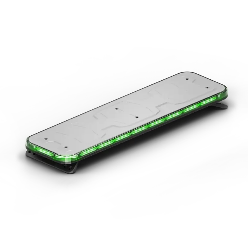 Illuminated green LED light bar on Feniex Quantum 2.0 44 GPL Light Bar for visibility