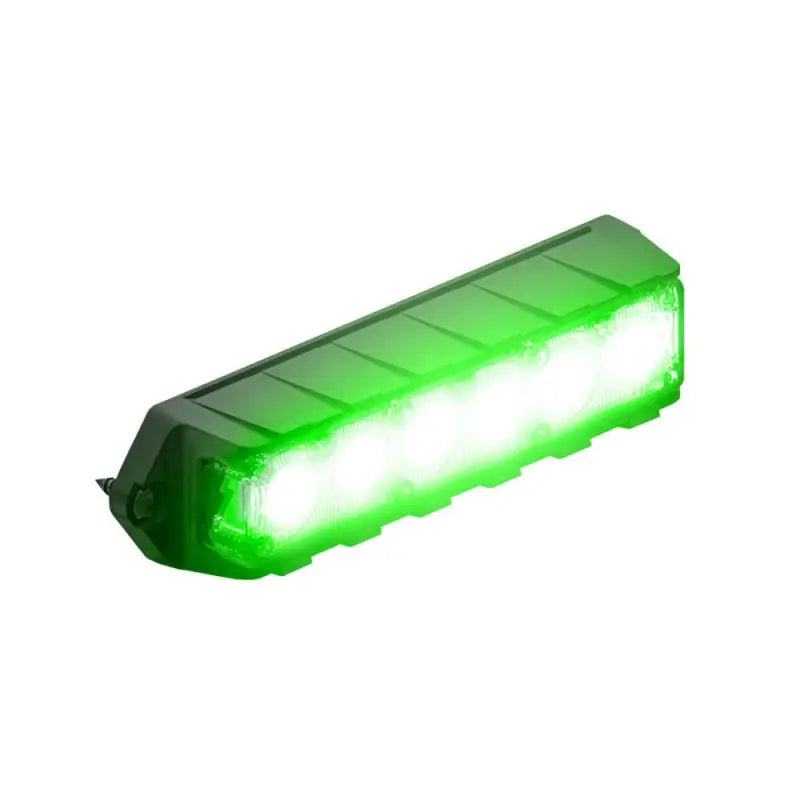 Illuminated green LED light bar on Feniex Fusion-S Surface Mount for first responders