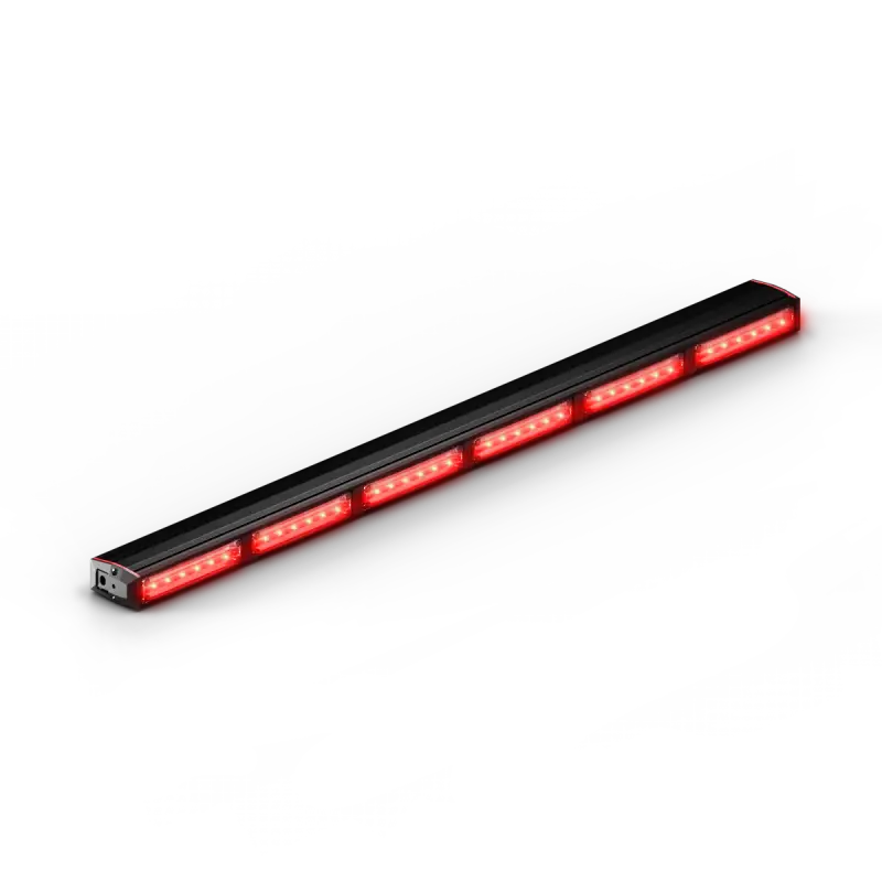 Illuminated red LED light bar on Feniex Quantum 2.0 Stick Light for first responders