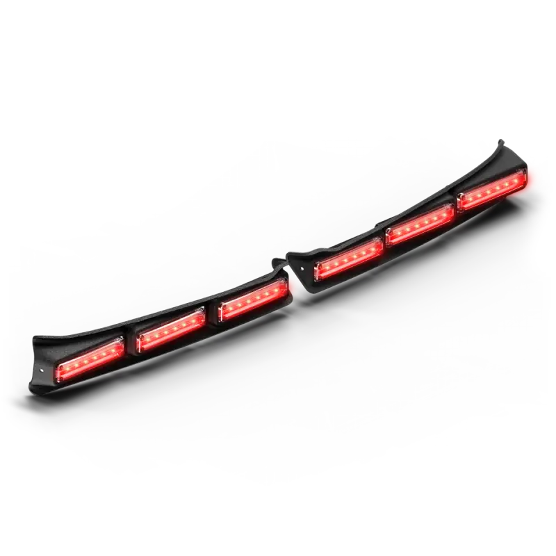 Illuminated red LED light bar on Feniex Quantum Spoiler Mount for first responders