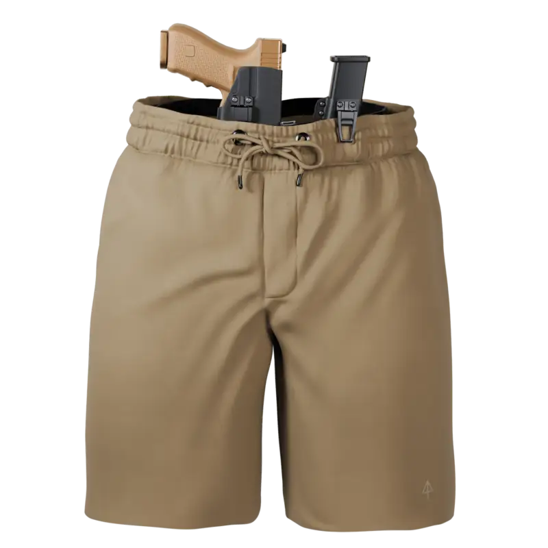 Khaki Carrier Shorts Mk.II with concealed carry pocket by Arrowhead Tactical Apparel