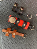 Leather keychain holder for flashlight holder, inverted firefighter flashlight holder