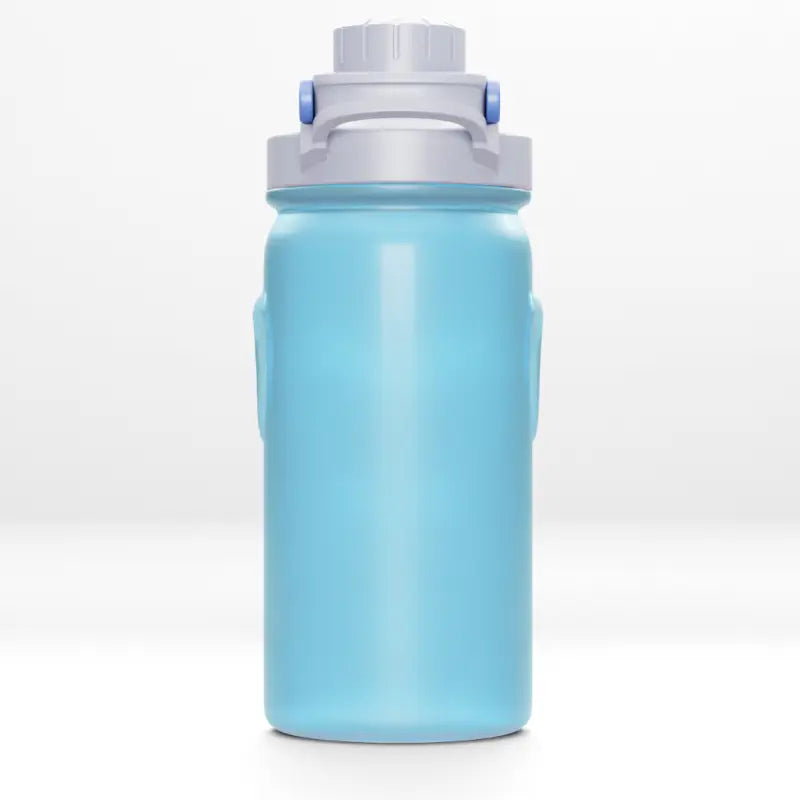 Light blue Harambe Shaker Bottle with gray lid for gym and sports use