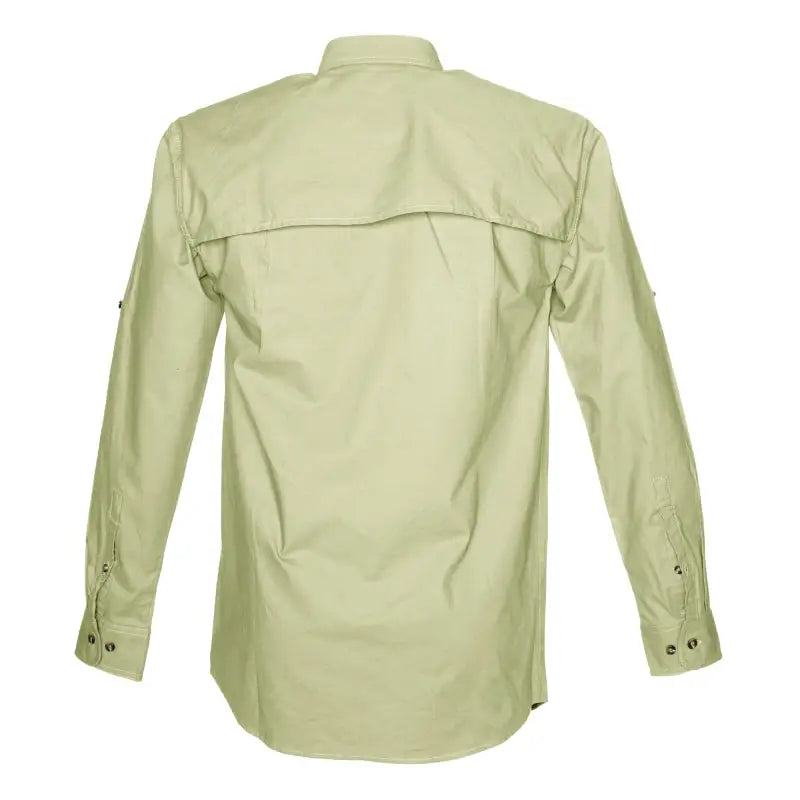 Light green Adventure Safari Shirt for Men with long sleeves and back yoke panel