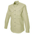 Light khaki safari shirt for men with two chest pockets and long sleeves for outdoor essentials