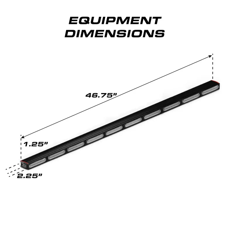 Long black Feniex Quantum 2.0 1000 Stick Light light bar with dimensions for first responders