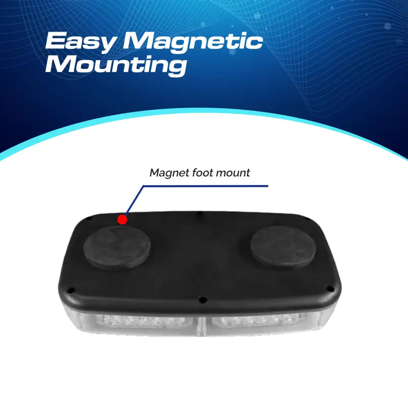 Magnetic mount emergency light on UBL U-Lite Mini Light Bar for enhanced safety